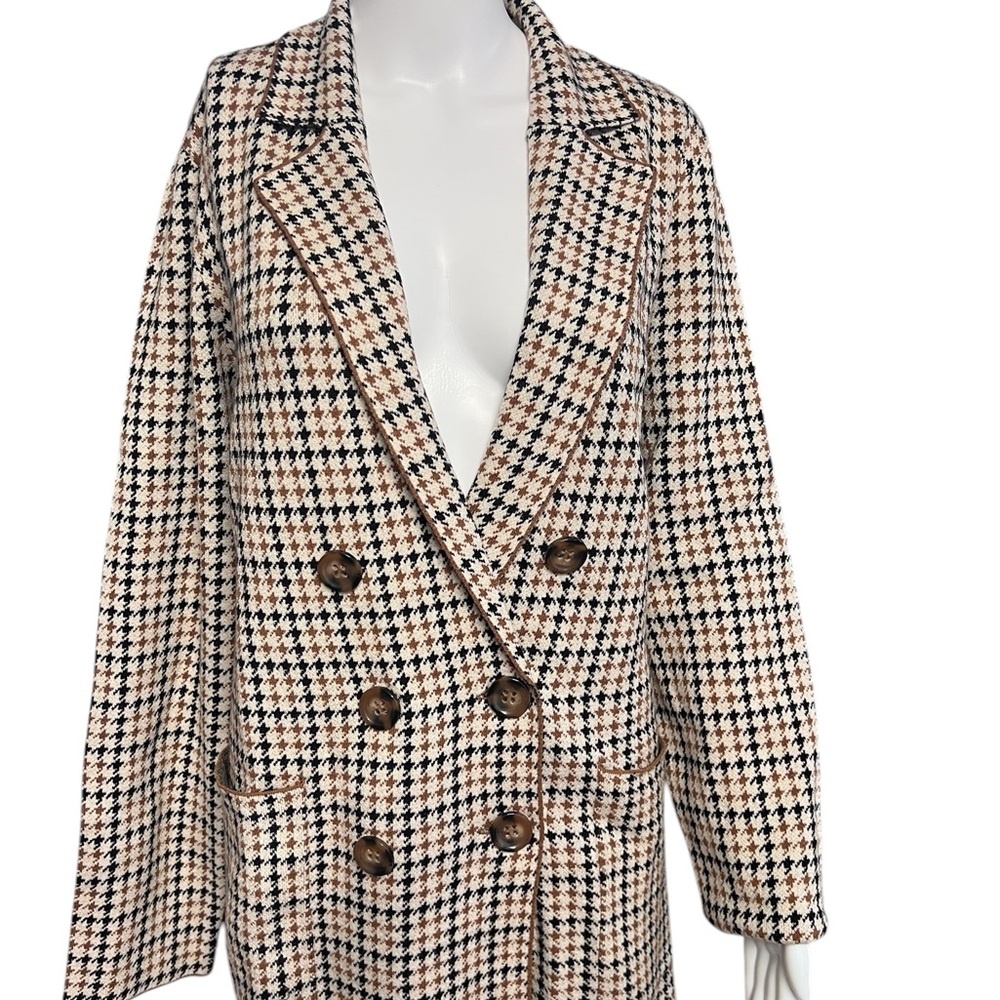 Abbott Elementary NWT Black and Cream Houndstooth Oversized Blazer Sz LG